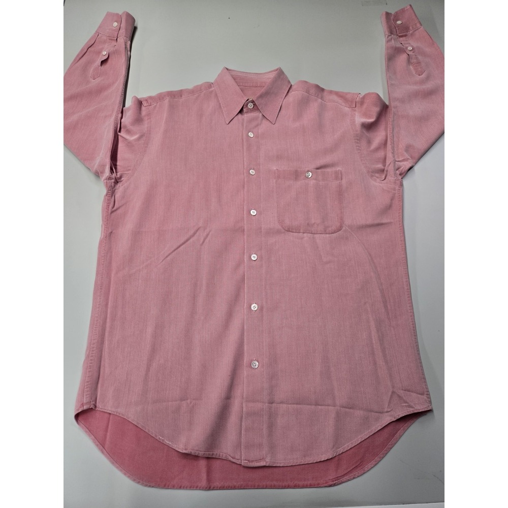Paul Stuart Men's Long Sleeve Button Up Cotton Shirt‎ Size M Made In Italy Pink
